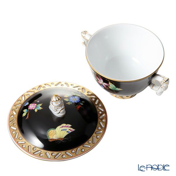 ヘレンド シノワズリ （中国趣味） 黒いヴィクトリア VE-FN シュガーポット マンダリン 100ml 03355-0-21