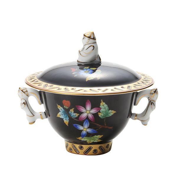 ヘレンド シノワズリ （中国趣味） 黒いヴィクトリア VE-FN シュガーポット マンダリン 100ml 03355-0-21