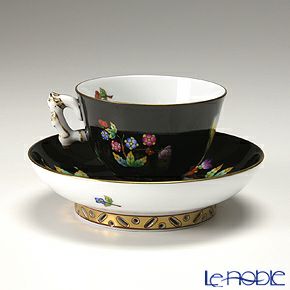 ヘレンド シノワズリ（中国趣味） 黒いヴィクトリア VE-FN 03371-0-21 マンダリン スモールカップ＆ソーサー
