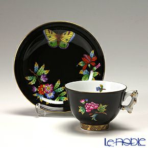 ヘレンド シノワズリ（中国趣味） 黒いヴィクトリア VE-FN 03371-0-21 マンダリン スモールカップ＆ソーサー