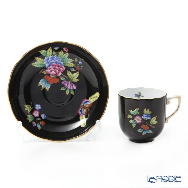 ヘレンド 黒いヴィクトリア VE-FN 20707-0-00 モカカップ＆ソーサー 150ml