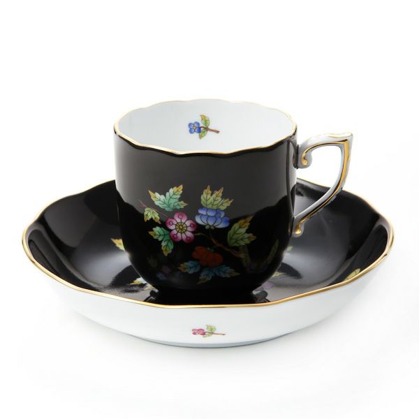 ヘレンド 黒いヴィクトリア VE-FN 20707-0-00 モカカップ＆ソーサー 150ml