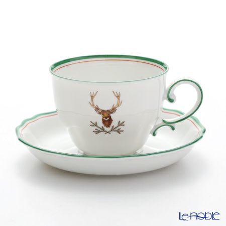 アウガルテン（AUGARTEN） 狩（5824A）スタッグ（鹿） コーヒーカップ＆ソーサー 200ml（062モーツアルトシェイプ）