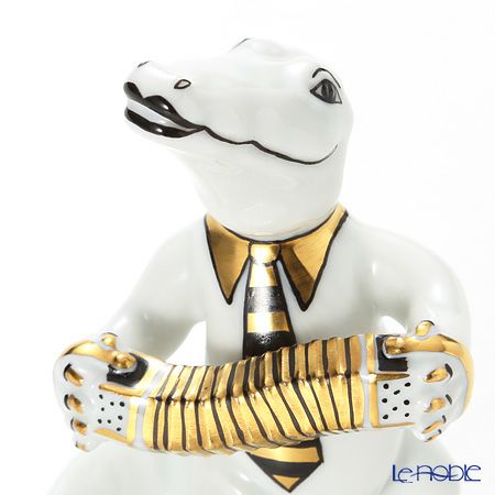 アウガルテン（AUGARTEN） フィギュリン アニマルフィルハーモニックス（011210） ハンドネオンを弾くワニ（クリムトカラー）