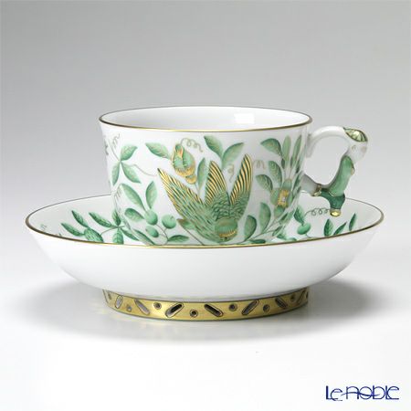 ヘレンド シノワズリ（中国趣味）東方の楽園 グリーン ZOVA 03364-0-21 マンダリン ラージカップ＆ソーサー