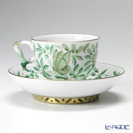 ヘレンド シノワズリ（中国趣味）東方の楽園 グリーン ZOVA 03364-0-21 マンダリン ラージカップ＆ソーサー