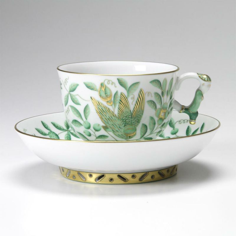 ヘレンド シノワズリ（中国趣味）東方の楽園 グリーン ZOVA 03364-0-21 マンダリン ラージカップ＆ソーサー