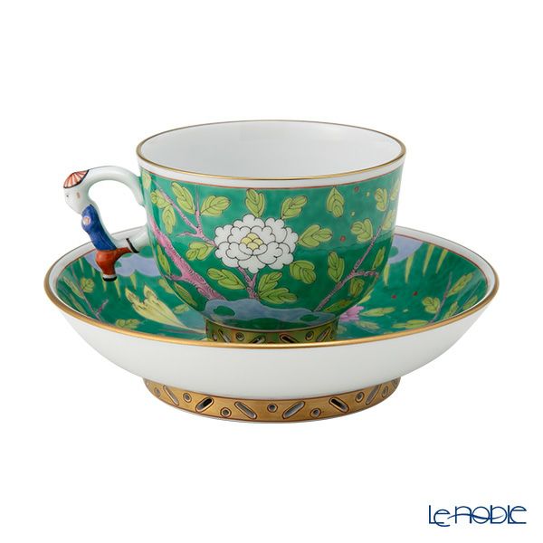 ヘレンド シノワズリ（中国趣味）マカオグリーン MACV 03364-0-21／3364 マンダリン ラージカップ＆ソーサー