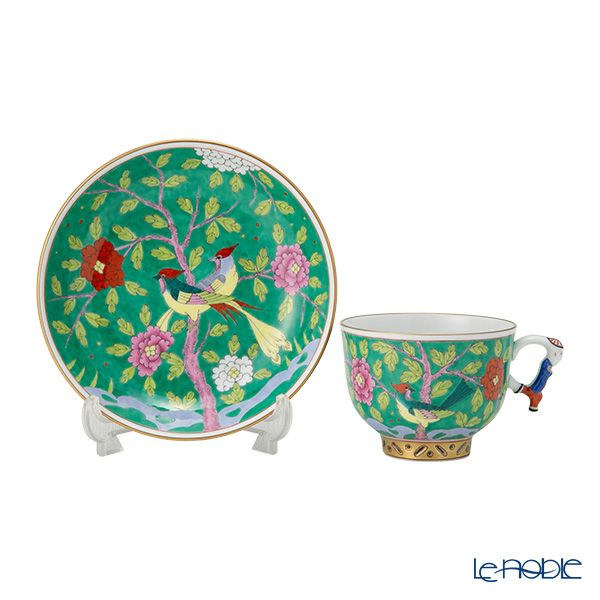 ヘレンド シノワズリ（中国趣味）マカオグリーン MACV 03364-0-21／3364 マンダリン ラージカップ＆ソーサー