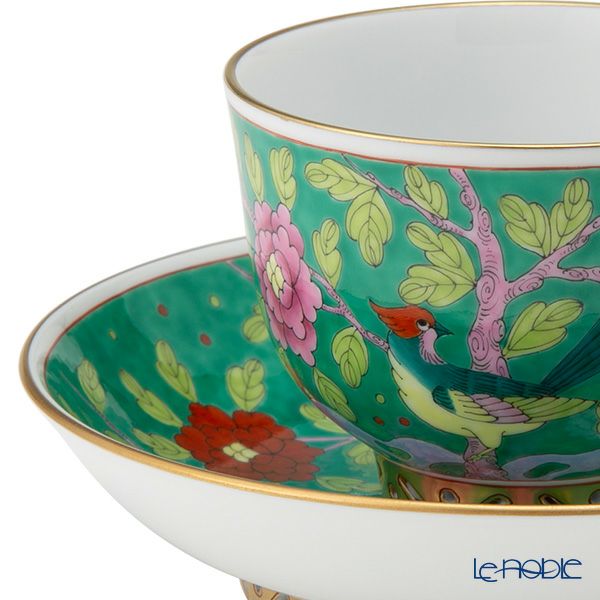 ヘレンド シノワズリ（中国趣味）マカオグリーン MACV 03364-0-21／3364 マンダリン ラージカップ＆ソーサー