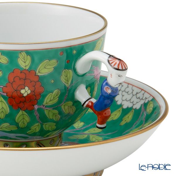 ヘレンド シノワズリ（中国趣味）マカオグリーン MACV 03364-0-21／3364 マンダリン ラージカップ＆ソーサー