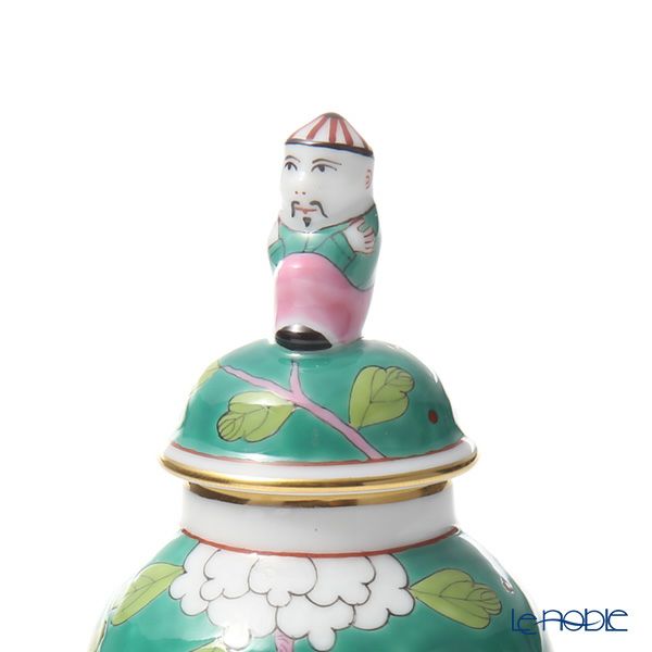 ヘレンド シノワズリ（中国趣味） マカオグリーン・MACV-X1 06574-0-21 ミニベース蓋付（マンダリン） 9cm