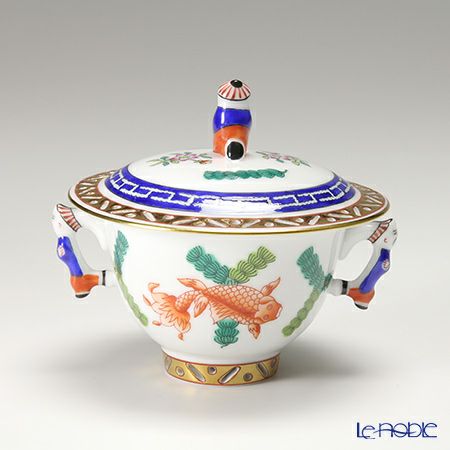 ヘレンド ポワッソン 03355-0-21／3355 シュガーポット（マンダリン） 100ml