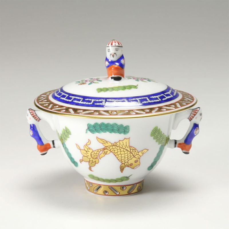 ヘレンド ポワッソン 03355-0-21／3355 シュガーポット（マンダリン） 100ml