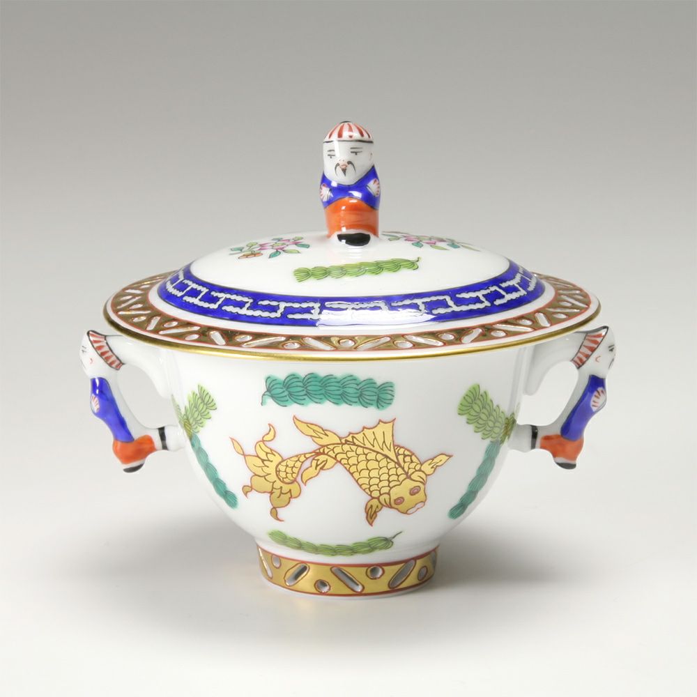 ヘレンド ポワッソン 03355-0-21／3355 シュガーポット（マンダリン） 100ml