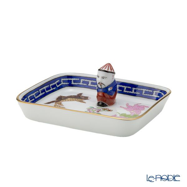 ヘレンド シノワズリ（中国趣味） ポワッソン 07733-0-21 オブロングトレイ（マンダリン） 8cm