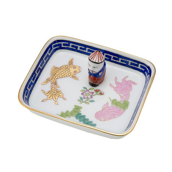 ヘレンド シノワズリ（中国趣味） ポワッソン 07733-0-21 オブロングトレイ（マンダリン） 8cm