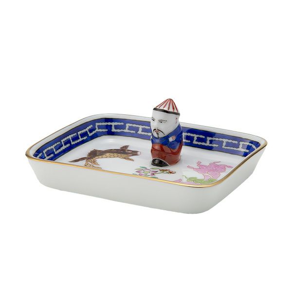 ヘレンド シノワズリ（中国趣味） ポワッソン 07733-0-21 オブロングトレイ（マンダリン） 8cm