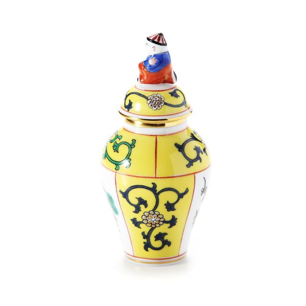 ヘレンド (HEREND) シノワズリ（中国趣味） 西安の黄 SJ ミニベース蓋付 マンダリン 9cm 06574-0-21