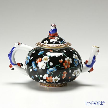 ヘレンド 黒地紅梅 PFNC 03305-0-21 ミニティーポット（マンダリン） 350ml