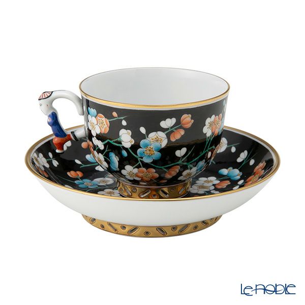 ヘレンド シノワズリ（中国趣味）黒地紅梅 PFNC 03364-0-21／3364 マンダリン ラージカップ＆ソーサー