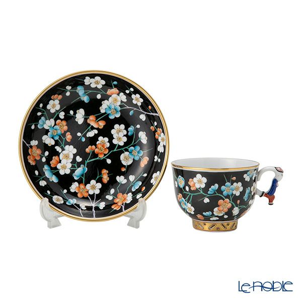 ヘレンド シノワズリ（中国趣味）黒地紅梅 PFNC 03364-0-21／3364 マンダリン ラージカップ＆ソーサー