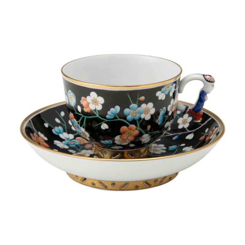ヘレンド シノワズリ（中国趣味）黒地紅梅 PFNC 03364-0-21／3364 マンダリン ラージカップ＆ソーサー