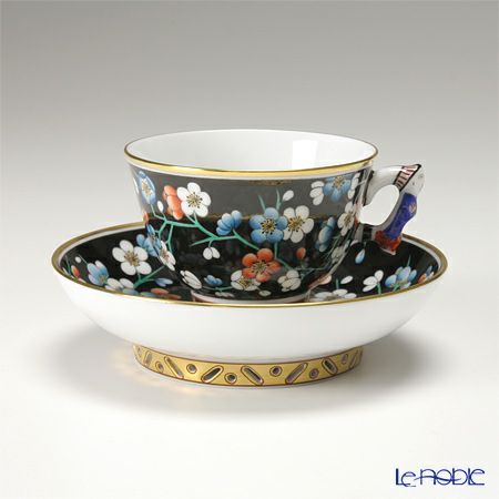 ヘレンド シノワズリ（中国趣味）黒地紅梅 PFNC 03371-0-21 マンダリン スモールカップ＆ソーサー