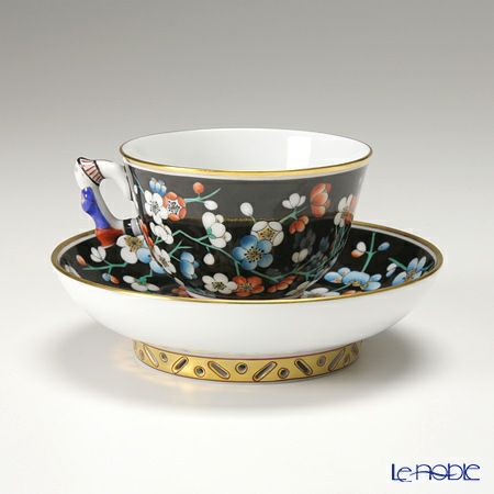 ヘレンド シノワズリ（中国趣味）黒地紅梅 PFNC 03371-0-21 マンダリン スモールカップ＆ソーサー