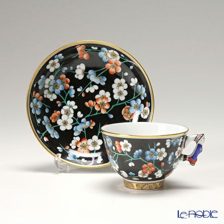 ヘレンド シノワズリ（中国趣味）黒地紅梅 PFNC 03371-0-21 マンダリン スモールカップ＆ソーサー