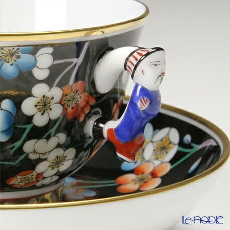 ヘレンド シノワズリ（中国趣味）黒地紅梅 PFNC 03371-0-21 マンダリン スモールカップ＆ソーサー