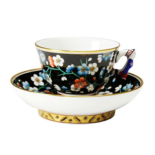 ヘレンド シノワズリ（中国趣味）黒地紅梅 PFNC 03371-0-21 マンダリン スモールカップ＆ソーサー