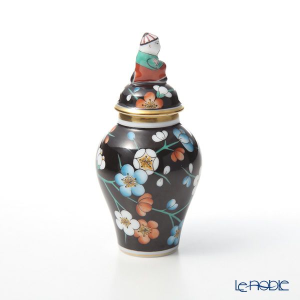 ヘレンド 黒地紅梅・PFNC 06574-0-21 ミニベース蓋付（マンダリン） 9cm
