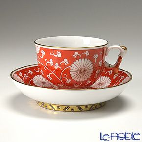 ヘレンド シノワズリ（中国趣味）赤地菊 CHRY 03364-0-21 マンダリン ラージカップ＆ソーサー