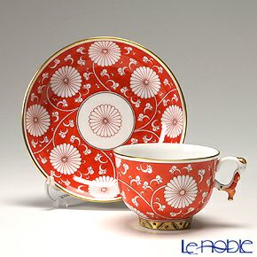 ヘレンド シノワズリ（中国趣味）赤地菊 CHRY 03364-0-21 マンダリン ラージカップ＆ソーサー