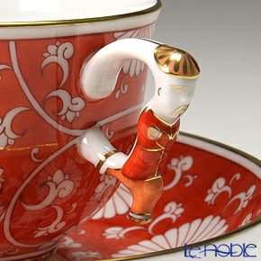 ヘレンド シノワズリ（中国趣味）赤地菊 CHRY 03364-0-21 マンダリン ラージカップ＆ソーサー