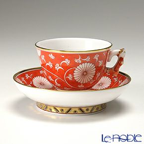ヘレンド シノワズリ（中国趣味） 赤地菊 CHRY 03371-0-21 マンダリン スモールカップ＆ソーサー