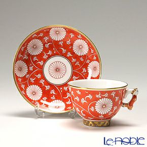 ヘレンド シノワズリ（中国趣味） 赤地菊 CHRY 03371-0-21 マンダリン スモールカップ＆ソーサー