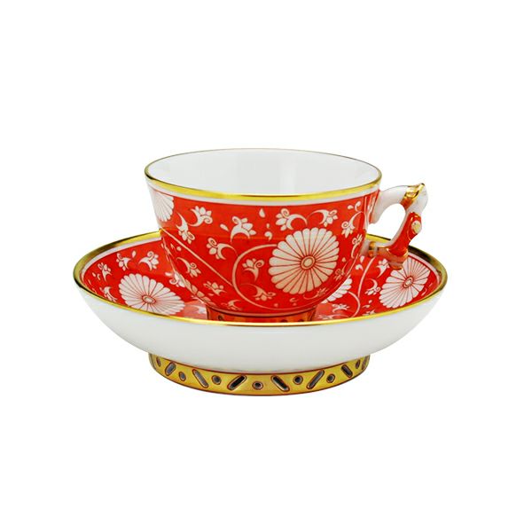 ヘレンド シノワズリ（中国趣味） 赤地菊 CHRY 03371-0-21 マンダリン スモールカップ＆ソーサー