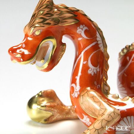 ヘレンド 赤地菊 CHRY 15070-0-00 ドラゴン 赤龍 13cm