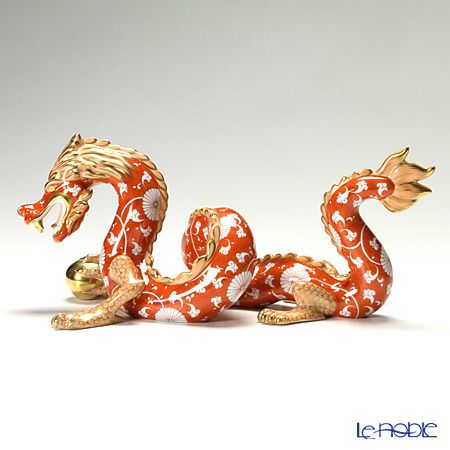 ヘレンド 赤地菊 CHRY 15601-0-00 ドラゴン 赤龍 28cm