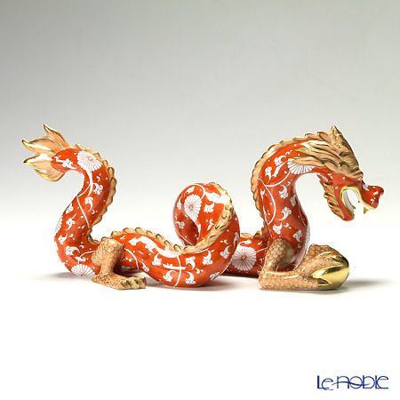 ヘレンド 赤地菊 CHRY 15601-0-00 ドラゴン 赤龍 28cm