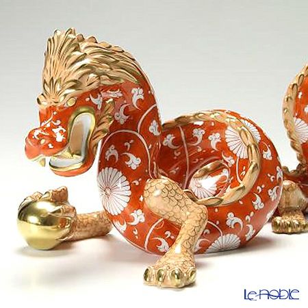 ヘレンド 赤地菊 CHRY 15601-0-00 ドラゴン 赤龍 28cm