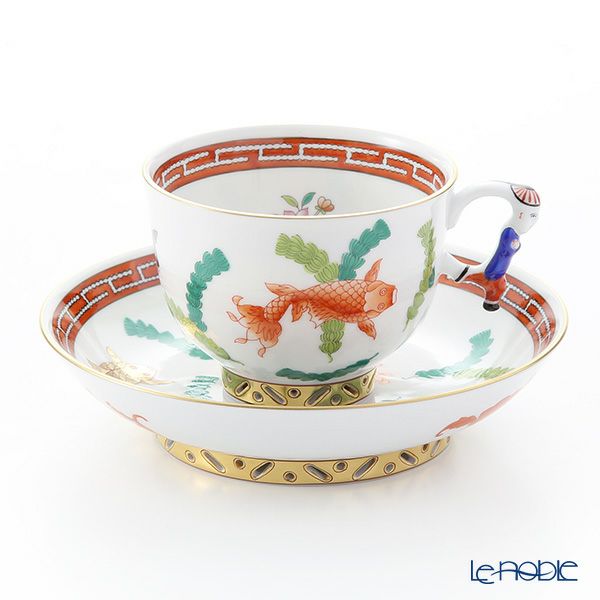 ヘレンド シノワズリ（中国趣味）ポワッソン（赤） 03364-0-21 マンダリン ラージカップ＆ソーサー