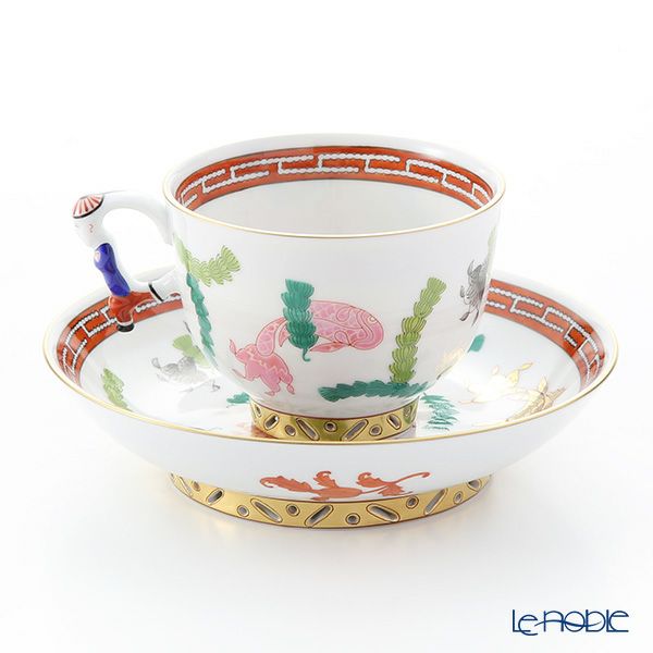 ヘレンド シノワズリ（中国趣味）ポワッソン（赤） 03364-0-21 マンダリン ラージカップ＆ソーサー