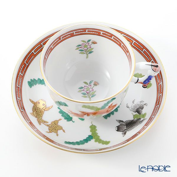 ヘレンド シノワズリ（中国趣味）ポワッソン（赤） 03364-0-21 マンダリン ラージカップ＆ソーサー