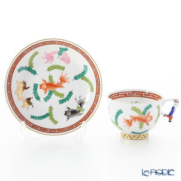 ヘレンド シノワズリ（中国趣味）ポワッソン（赤） 03364-0-21 マンダリン ラージカップ＆ソーサー