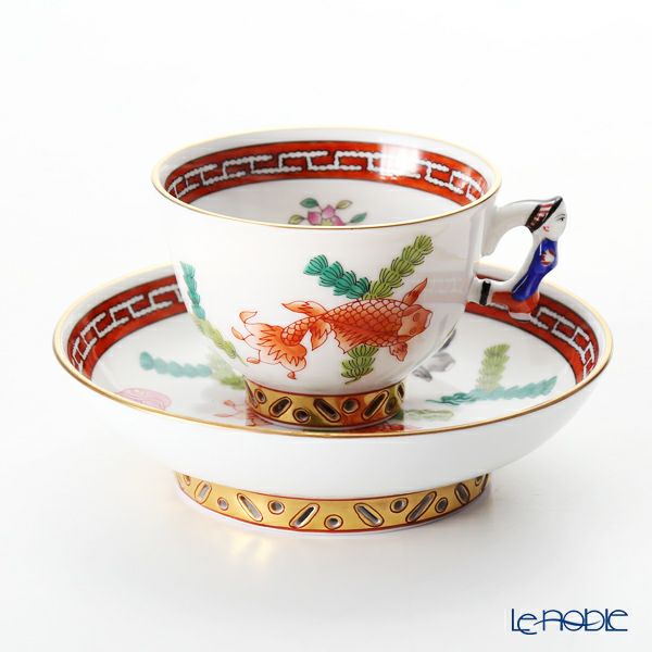 ヘレンド シノワズリ（中国趣味） ポワッソン（赤） 03371-0-21 マンダリン スモールカップ＆ソーサー