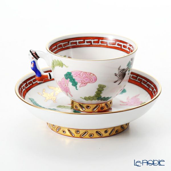 ヘレンド シノワズリ（中国趣味） ポワッソン（赤） 03371-0-21 マンダリン スモールカップ＆ソーサー