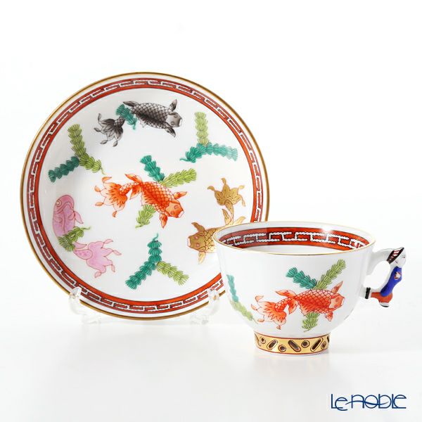 ヘレンド シノワズリ（中国趣味） ポワッソン（赤） 03371-0-21 マンダリン スモールカップ＆ソーサー